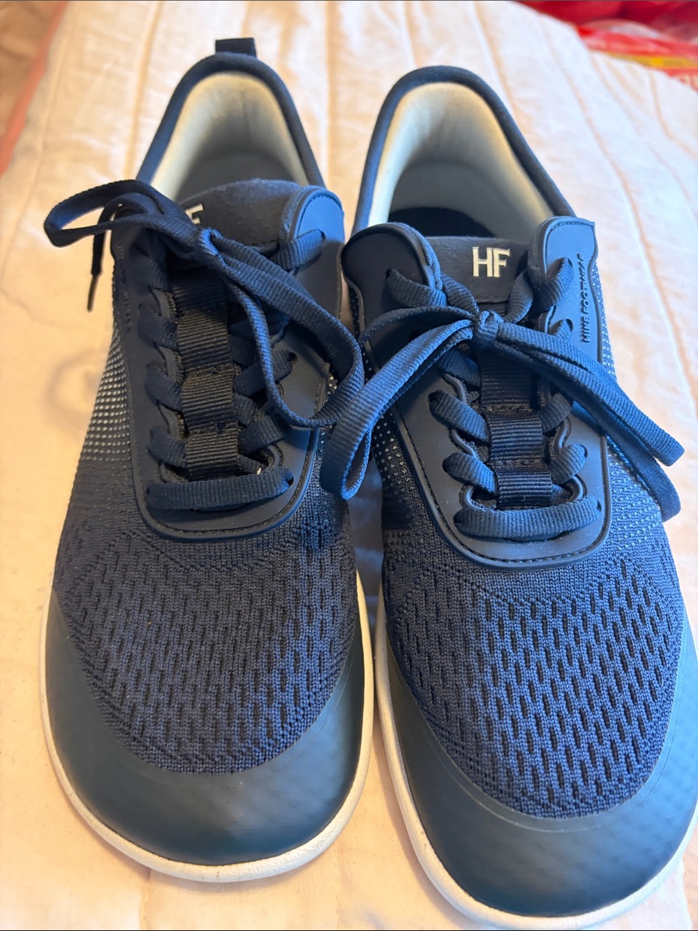 Women's Navy Lace-Up Knit Sneakers
